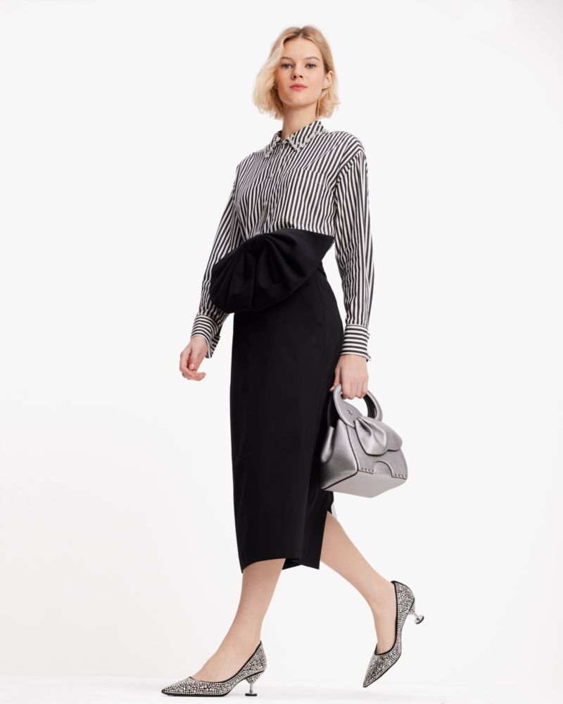 Kate Spade,Acrobat Stripe Embellished Shirt,Cotton,Button Down,Rhinestones,Button,Work,Multi Color