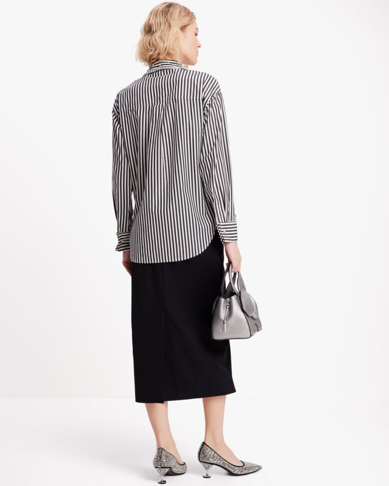 Kate Spade,Acrobat Stripe Embellished Shirt,Cotton,Button Down,Rhinestones,Button,Work,Multi Color
