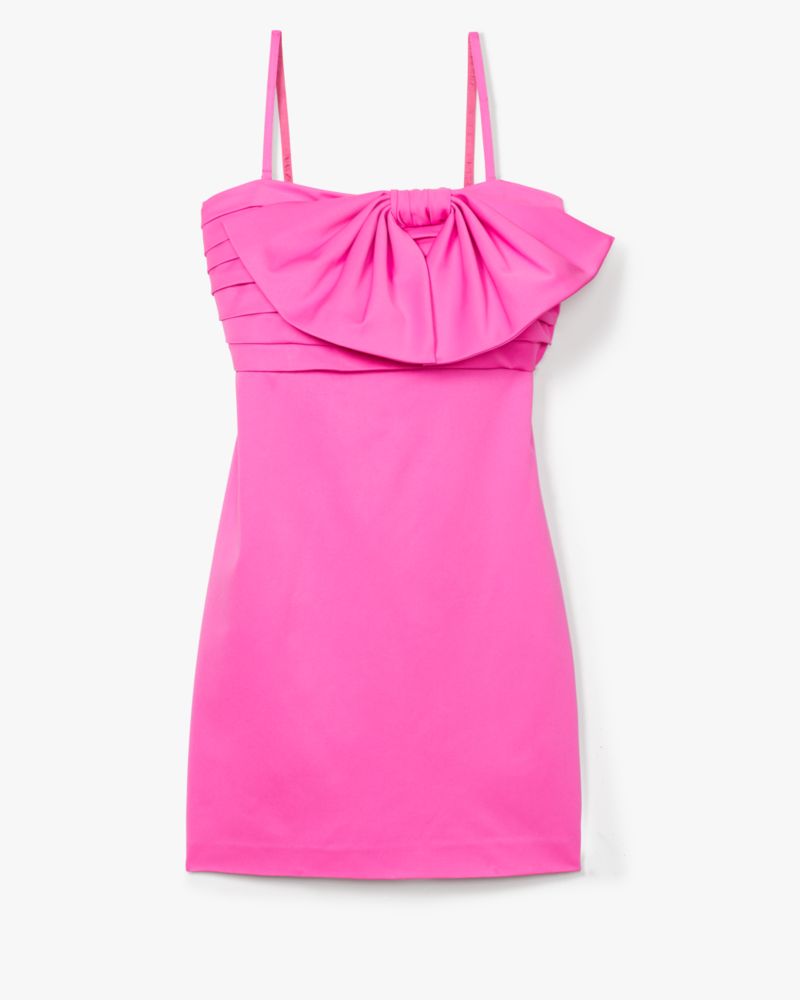 Kate Spade,Claudia Bow Dress,Lining Polyester,Spandex,Polyester,Sheath,Pleats,Bow,Adjustable,Shoulder Straps,Day Party,Pink