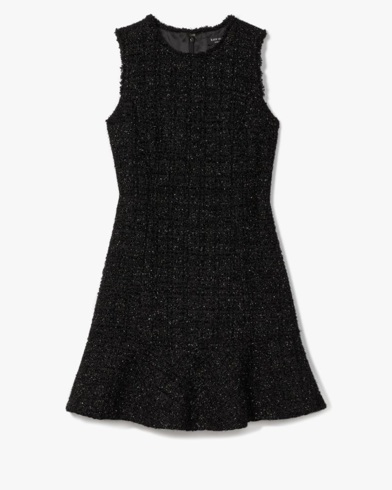 Kate Spade,Flounce Tweed Dress,Lining Polyester,Spandex,Polyester,A-Line,No Embellishment,Day Party,Black