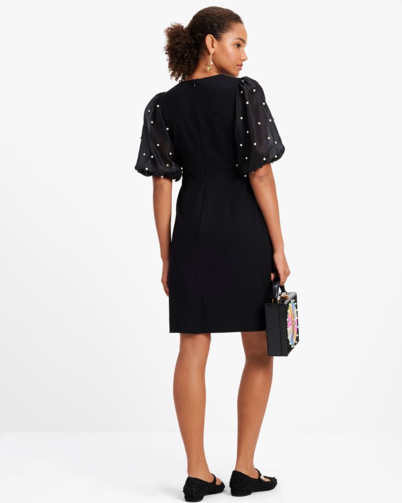 Organza Pearl Sleeve Ponte Dress