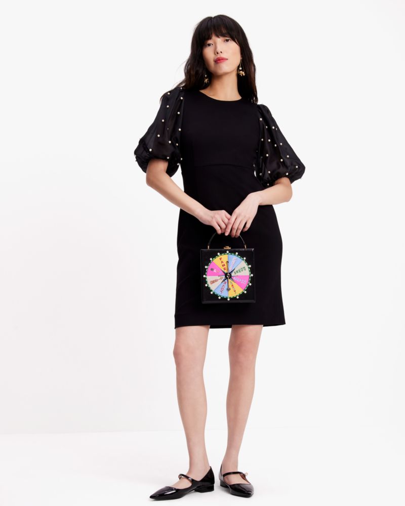 Kate Spade Organza Pearl Sleeve Ponte Dress. 5