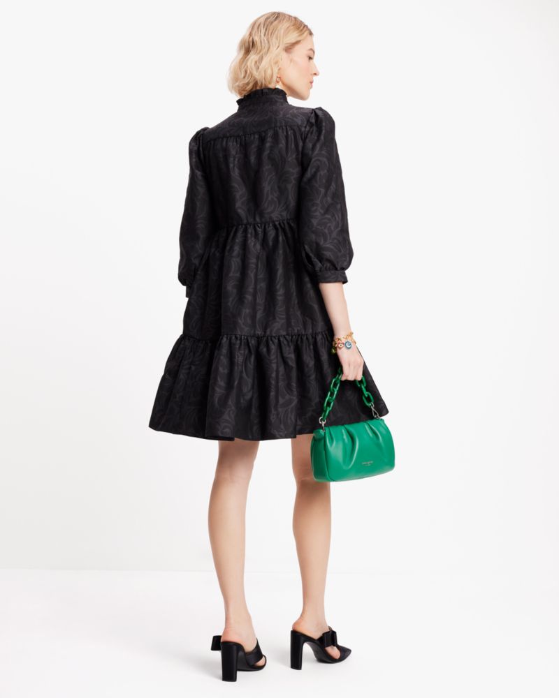 Kate Spade Flourish Swirl One-Shoulder Dress, Black Tonal - 12