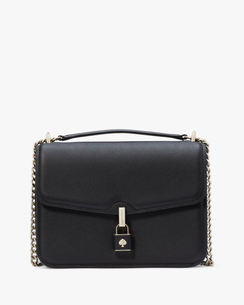 Kate Spade,Locket Large Flap Shoulder Bag,Black