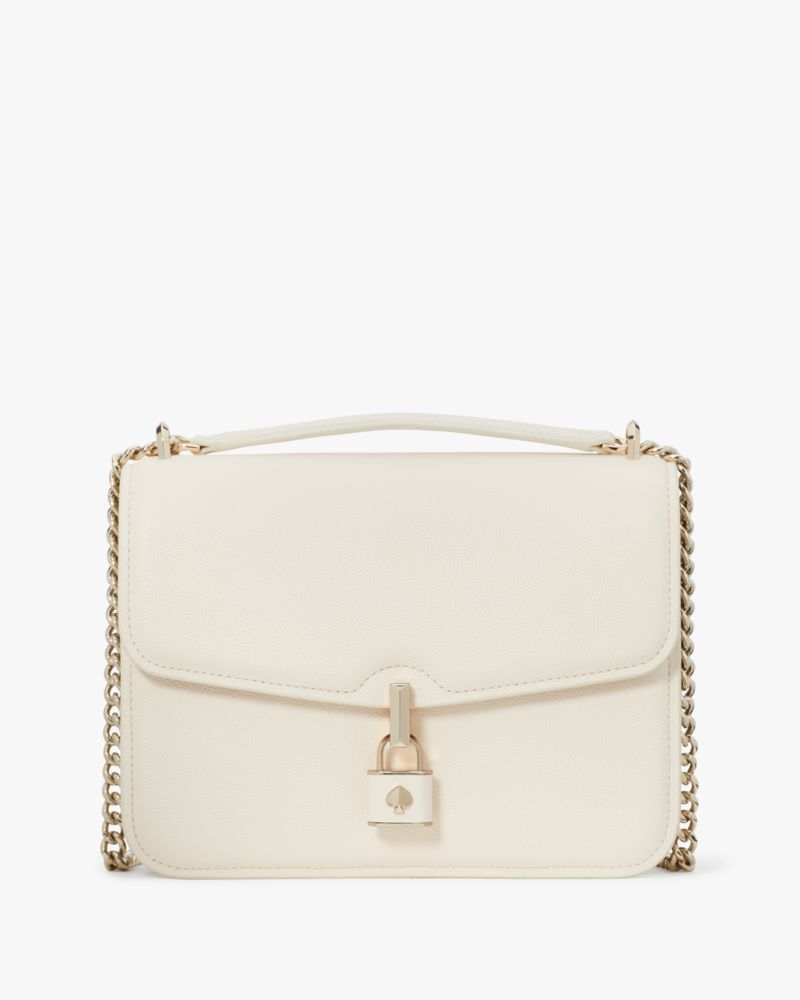 Kate Spade,Locket Large Flap Shoulder Bag,Parchment