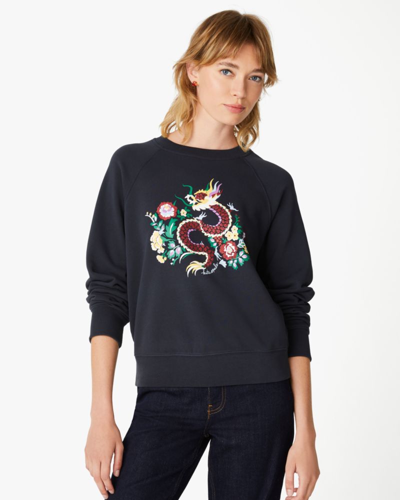 Oversized Dragon Floral Graphic Sweatshirt