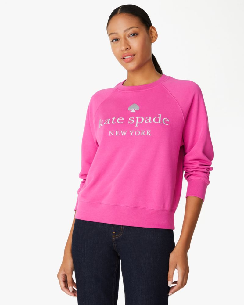 Kate Spade,Embroidered Logo Sweatshirt,cotton,Magenta Lipstick image number 0