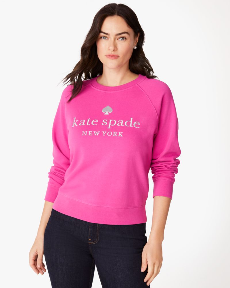 Kate Spade,Embroidered Logo Sweatshirt,cotton,Magenta Lipstick