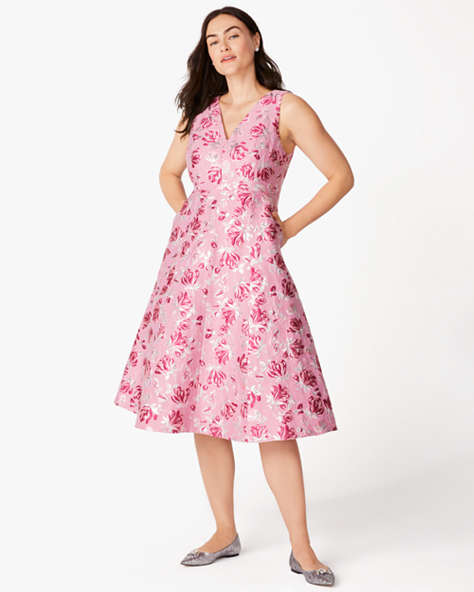 Kate Spade,Rose Brocade Dress,Polyester,Dark Mitten Pink