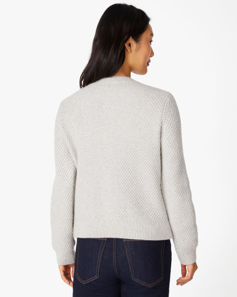 Kate Spade,Textured Sparkle Cardigan,Merino Wool,Grey Melange