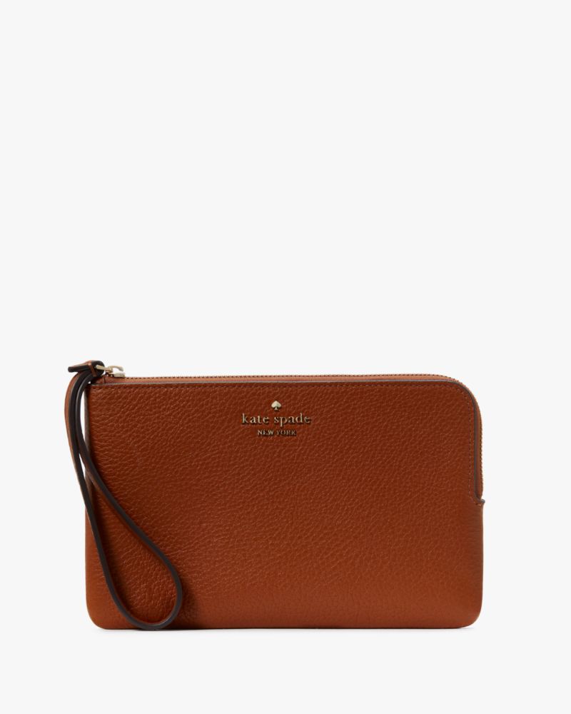 Kate Spade,Leila Medium L-Zip Wristlet,Warm Gingerbread