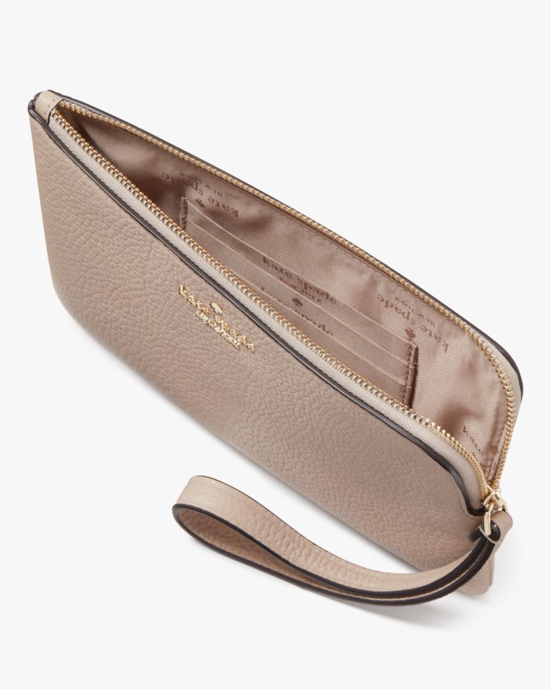 Kate Spade,Leila Medium L-Zip Wristlet,Warm Beige