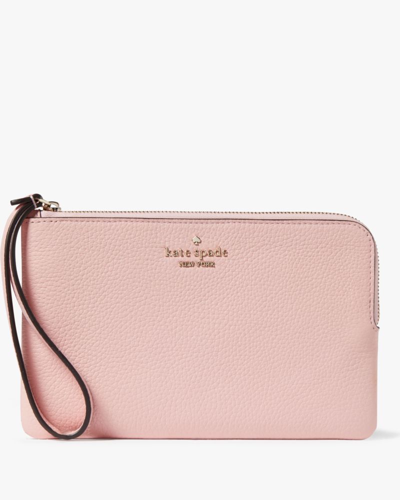 Kate Spade,Leila Medium L-Zip Wristlet,Tea Rose