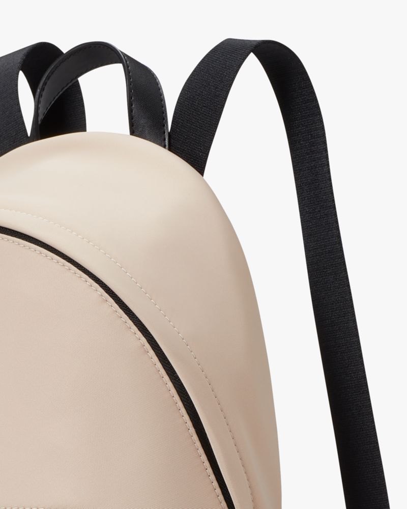 Kate Spade,Chelsea Nylon Medium Backpack,Lining Polyester,Backpack,PVC,Metal,Logo,Lined,Casual,Beige