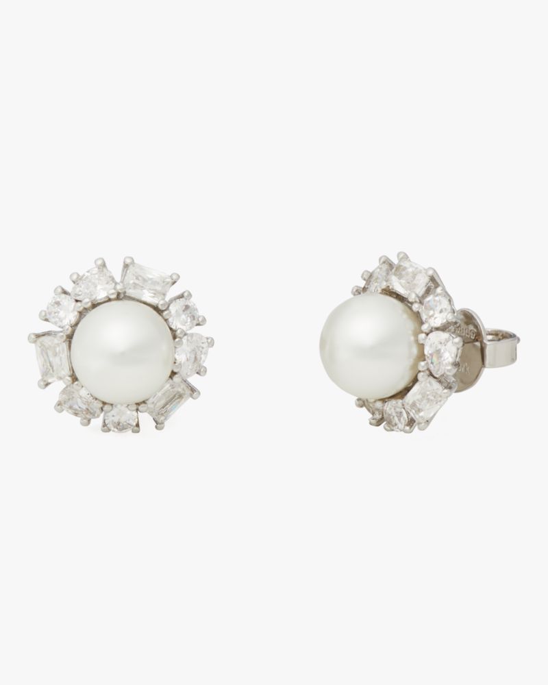 Kate Spade,Candy Shop Pearl Halo Studs,Cream/Silver