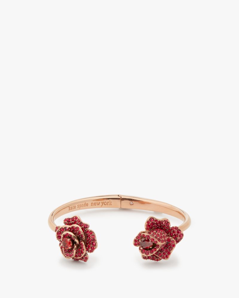 Kate Spade,Scarlet Blooms Rose Hinge Cuff,Red