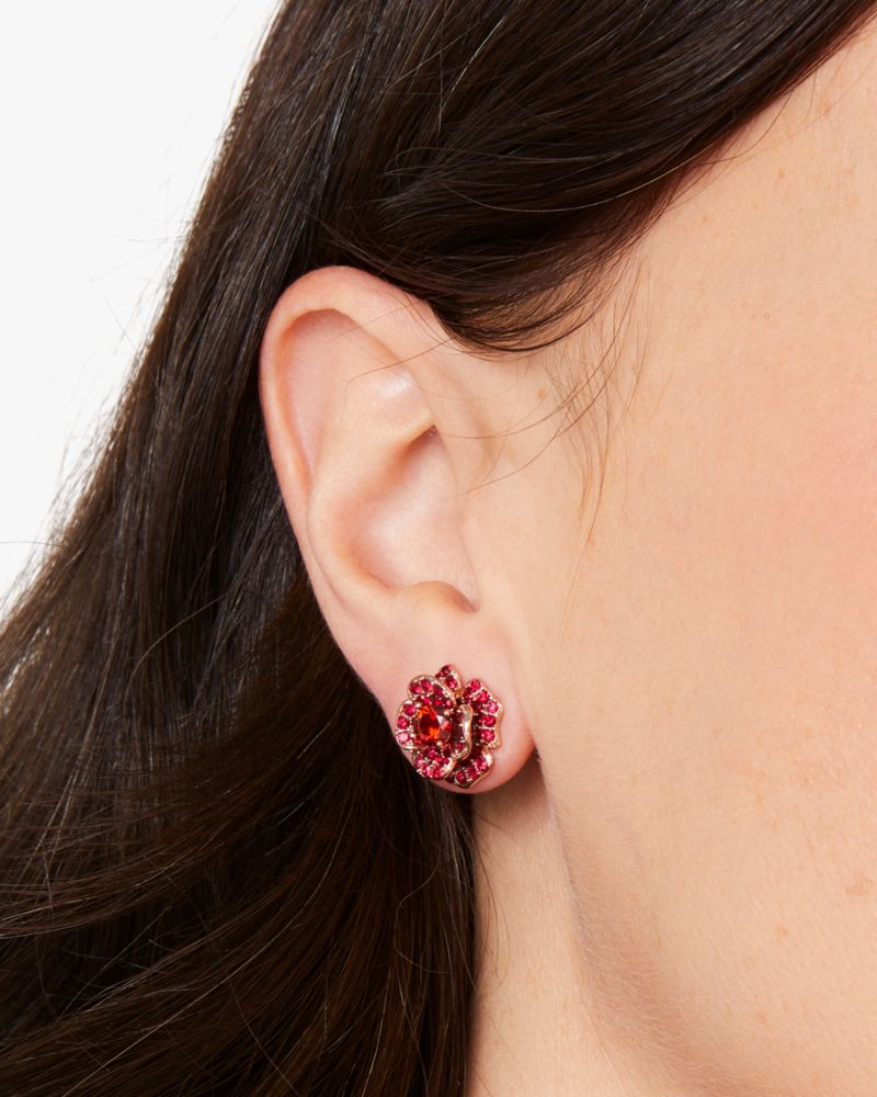 Kate Spade,Scarlet Blooms Rose Studs,Red