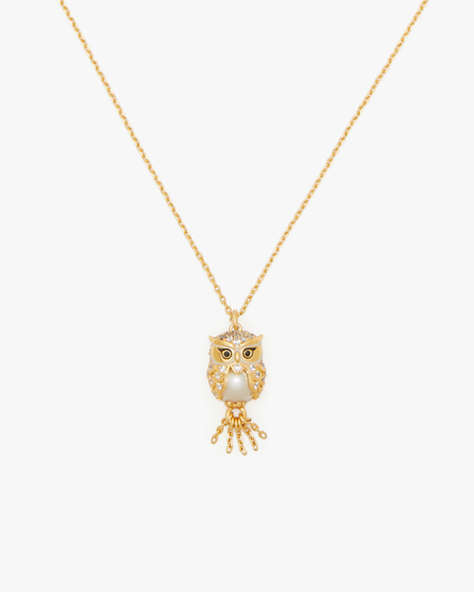 Kate Spade,Hoot Owl Pendant,Cream/Gold