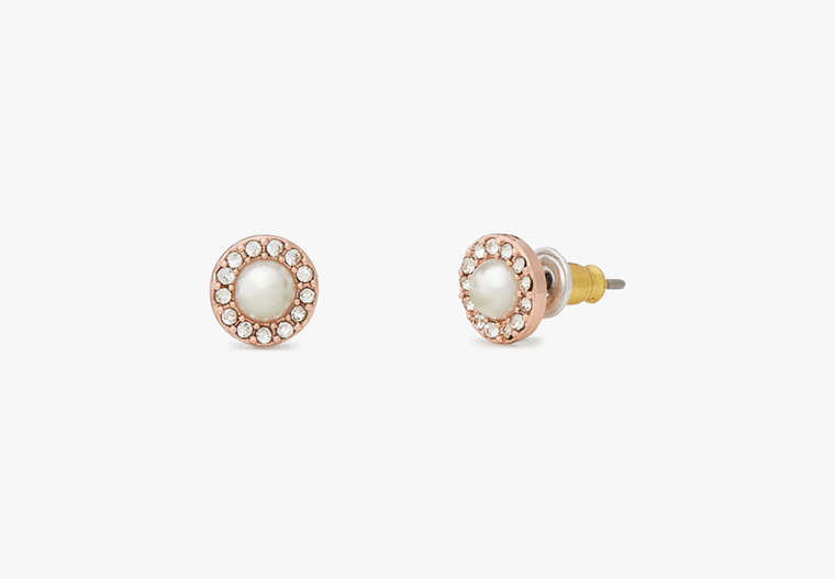 Kate Spade,You'Re A Gem Pave Halo Studs,Clear/Rose Gold