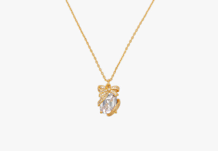 Kate Spade,Pave Present Pendant,Clear/Gold image number 0