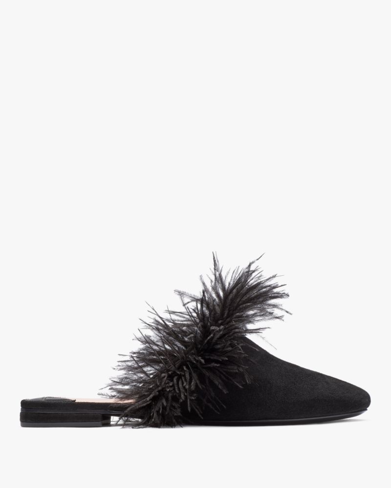 Kate Spade,Marabou Mules,Black