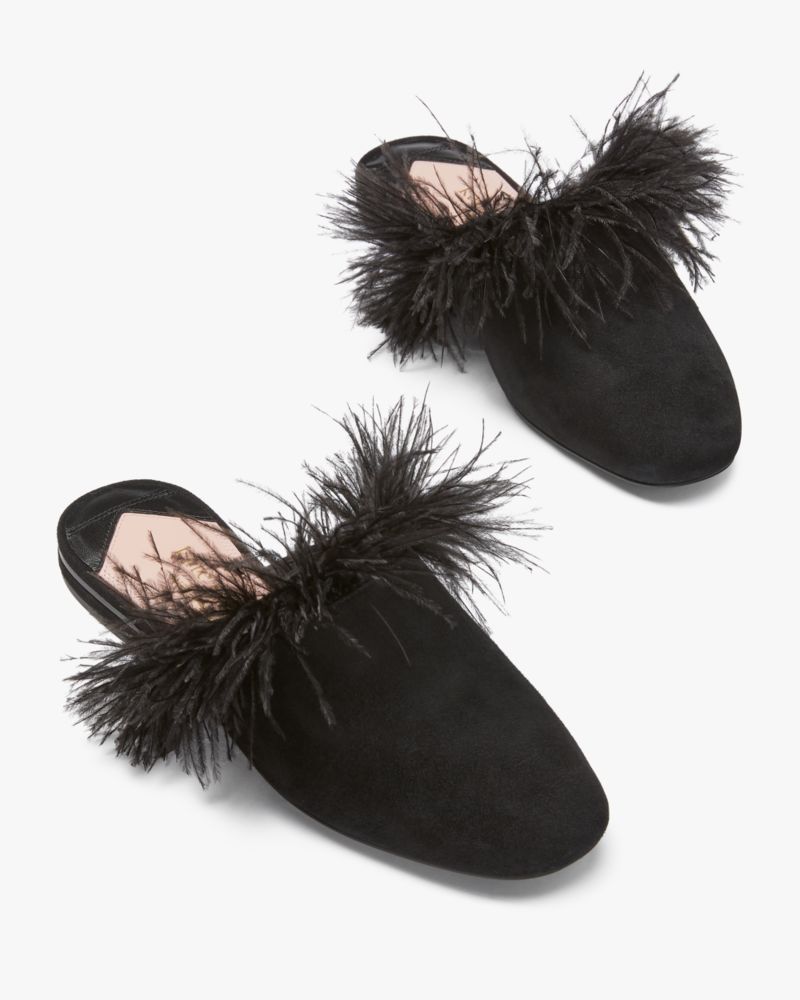 Kate Spade,Marabou Mules,Black