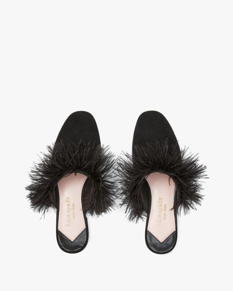 Kate Spade,Marabou Mules,Black