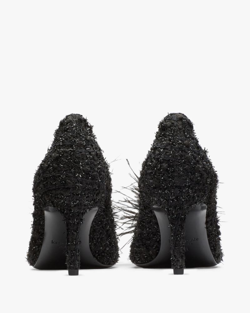 Kate Spade,Marabou Pumps,Rubber,Pumps,Feather,Breathable,Cocktail,Black