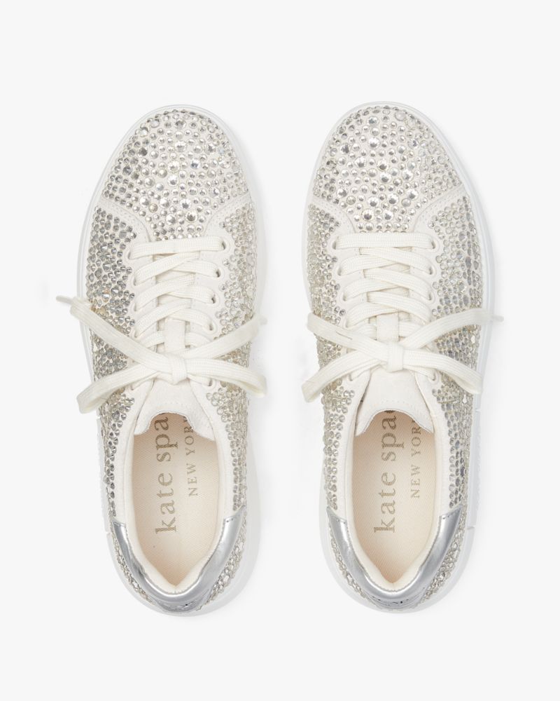 Kate Spade,Lift Sneakers,Lining Twill,Leather,Lining Cotton,Casual,Crystal,Embellished,Rhinestones,Day Party,Multi Color,Metallic