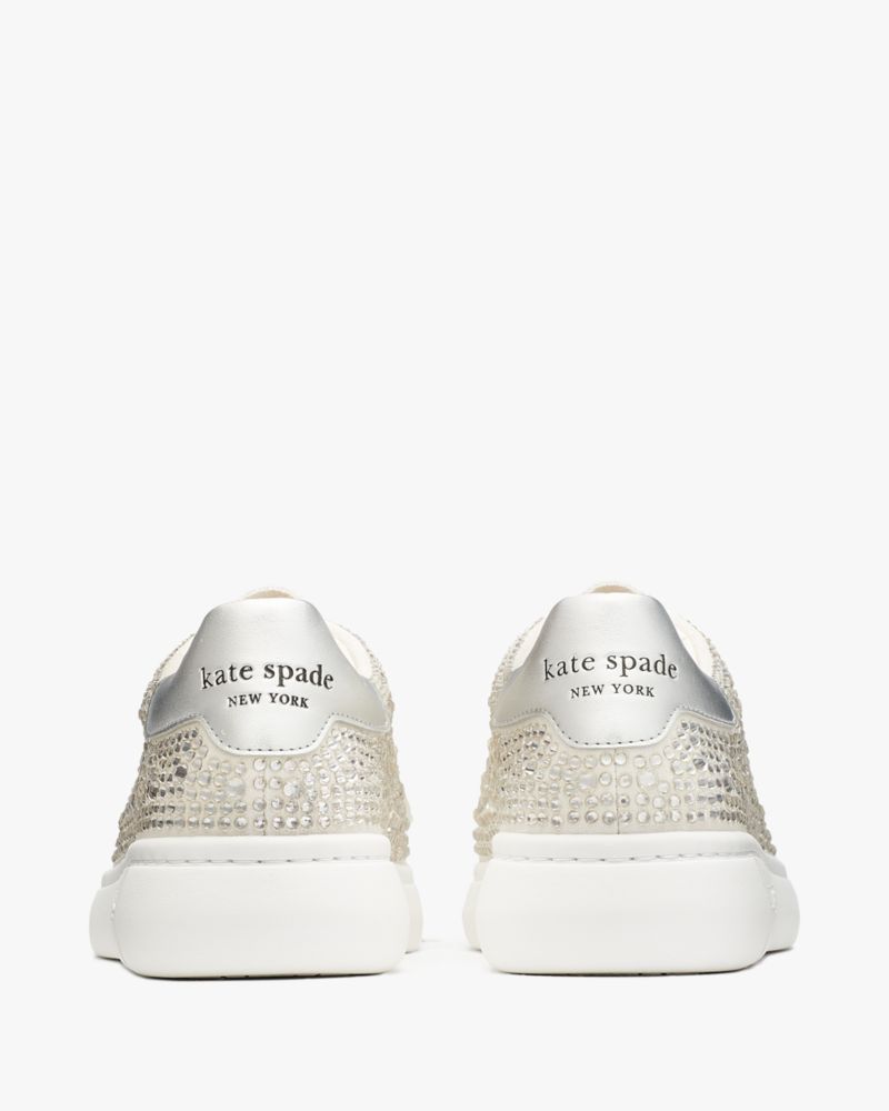 Kate Spade,Lift Sneakers,Lining Twill,Leather,Lining Cotton,Casual,Crystal,Embellished,Rhinestones,Day Party,Multi Color,Metallic