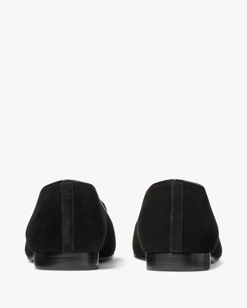 Kate Spade,Lounge Hearts Loafers,Suede,Smoking Flat,Fabric,Glitter,Rhinestones,Logo,Embroidered,Casual,Black