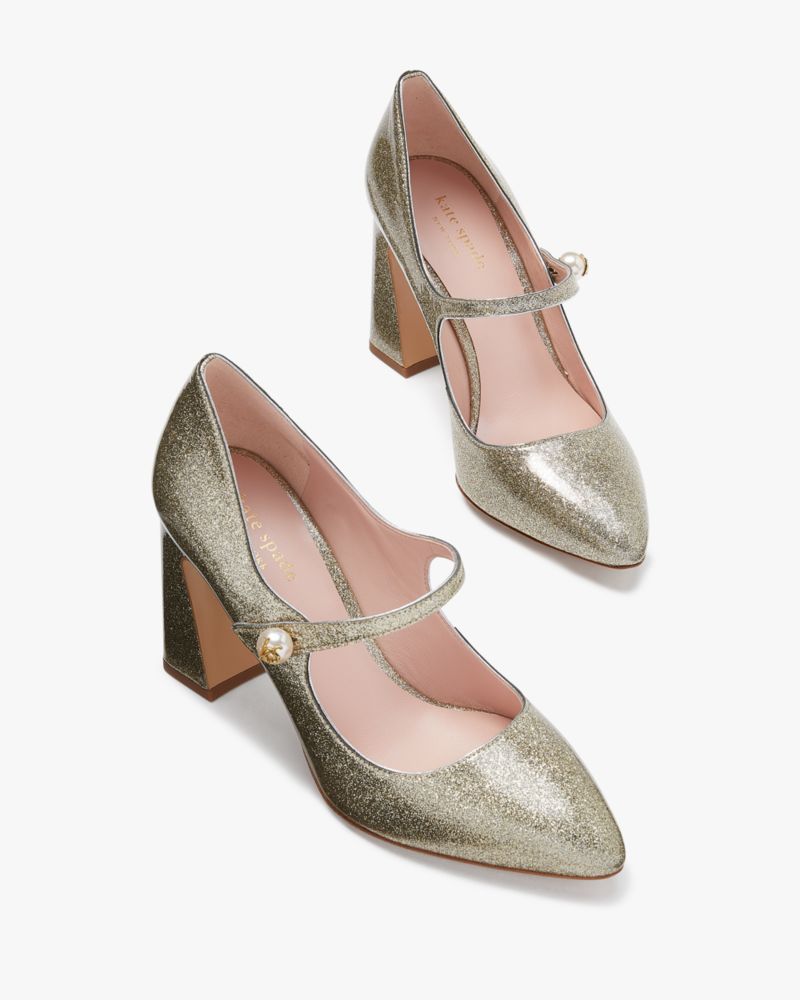 Kate Spade,Maren Pearl Pumps,Leather,Lining Leather,Pumps,Pearl,Formal,Gold