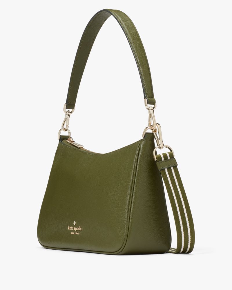 Kate Spade,Rosie Medium Shoulder Bag,Leather,Lining Leather,Shoulder Bag,Coin,Logo,Metal,Lined,Casual,Olive