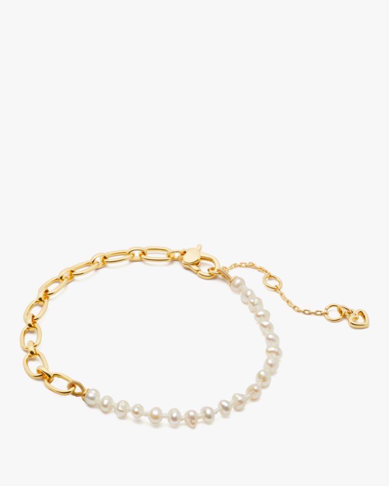 Kate Spade,One In A Million Chain & Pearl Line Bracelet,Gold