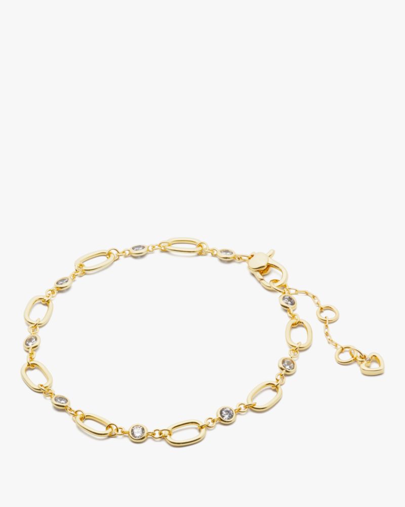 Kate Spade,One In A Million Chain & Crystal Line Bracelet,Crystal,Gem Embellishment,Gold Metal,Work,Casual,Clear