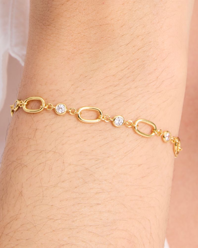 Kate Spade,One In A Million Chain & Crystal Line Bracelet,Gold