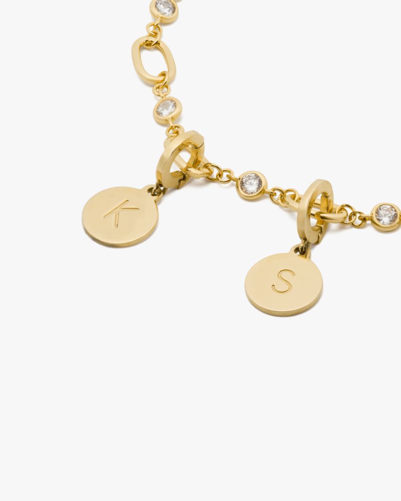 Kate Spade,One In A Million Chain & Crystal Line Bracelet,Crystal,Gem Embellishment,Gold Metal,Work,Casual,Clear
