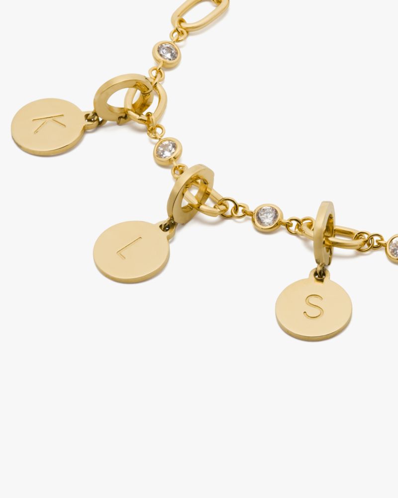 Kate Spade,One In A Million Chain & Crystal Line Bracelet,Crystal,Gem Embellishment,Gold Metal,Work,Casual,Clear