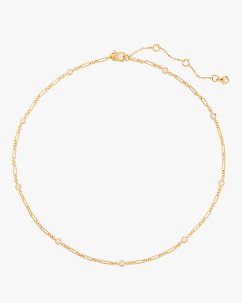 Kate Spade,One In A Million Chain & Crystal Necklace,Clear/Gold