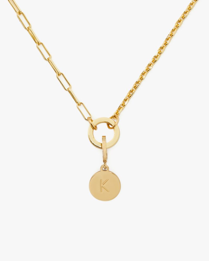 Kate Spade,One In A Million Mixed Chain Necklace,Single Strand,Metal Material,Logo,Heart Embellishment,Casual,