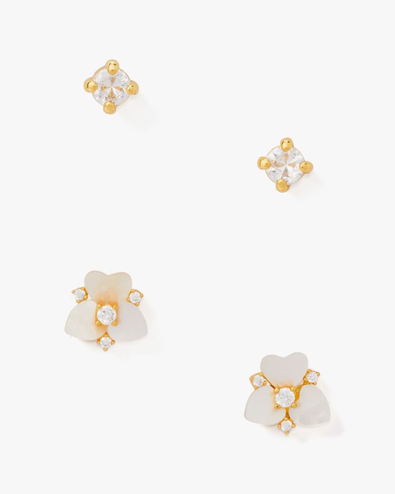 Kate Spade,Precious Pansy Studs Set,White Multi