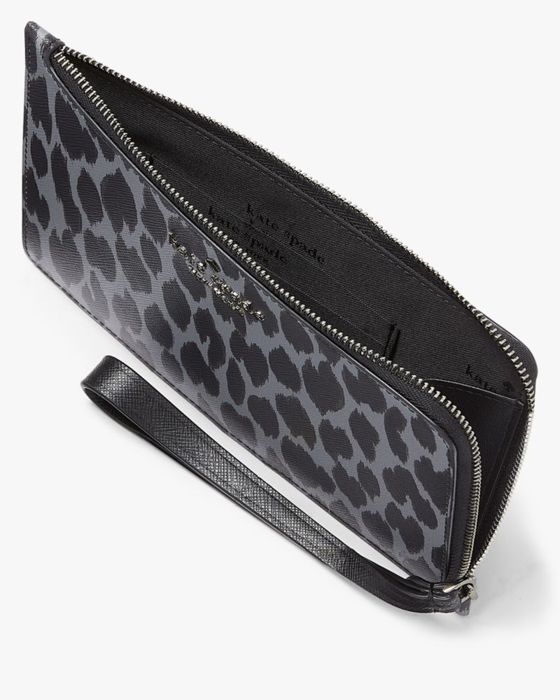 Kate Spade,Staci Spotted Animal Medium L-Zip Wristlet,Spotted Animal Printed