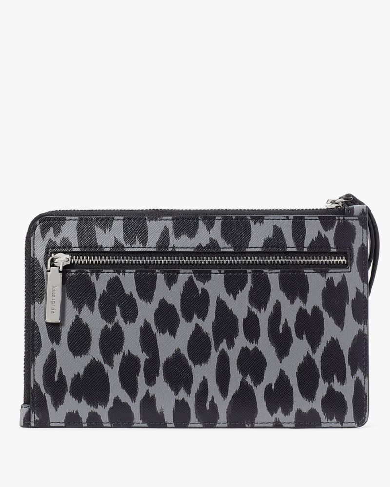 Kate Spade,Staci Spotted Animal Medium L-Zip Wristlet,Spotted Animal Printed