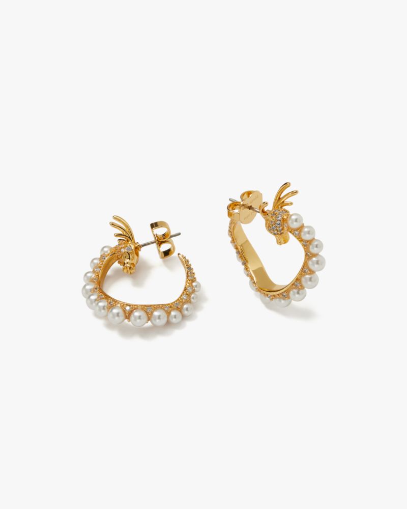 Kate Spade,Dazzling Dragon Hoops,Clear/Gold