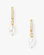 Kate Spade,Precious Delights Huggie Drop Earrings,Clear/Gold