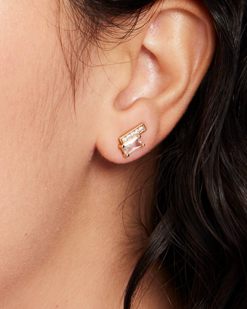 Kate Spade,Precious Delights Delicate Studs,Clear/Gold