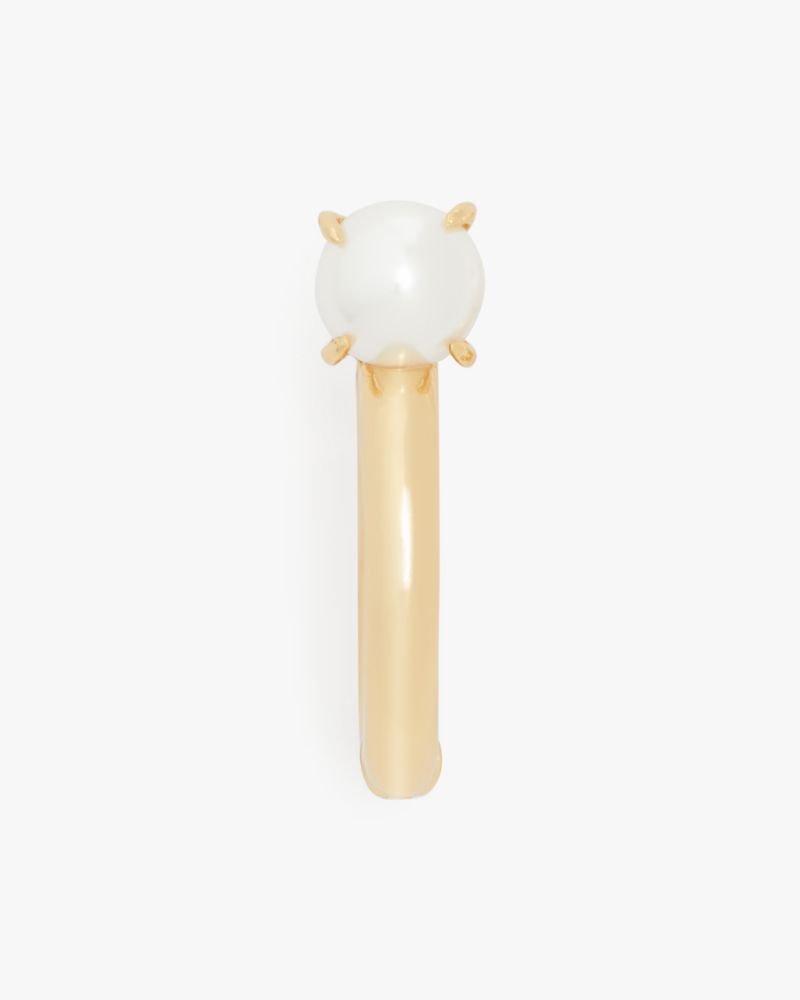 Kate Spade,Precious Delights Chunky Huggies,Huggies,Hoops,Metal Material,Glass,Cubic Zirconia,Pearl,Pearl,Steel,Casual,White