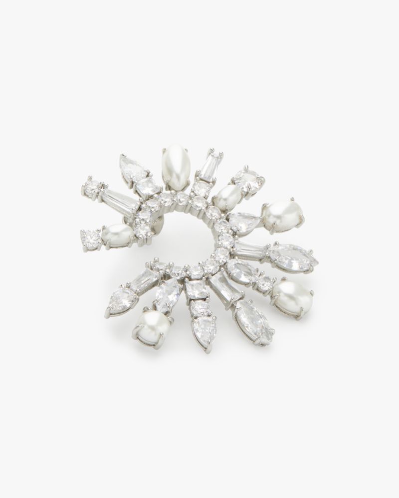 Kate Spade,Showtime Statement Hoops,Hoops,Pearl,Crystal,Cubic Zirconia,Metal Material,Glass,Acrylic,Pearl,Gem Embellishmen...,Clear