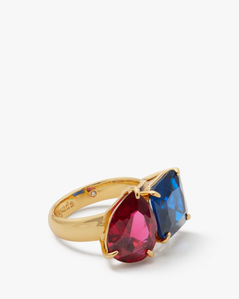 Kate Spade,Showtime Ring,Cocktail,Metal Material,Crystal,Cubic Zirconia,Gem Embellishment,Cocktail,Multi Color