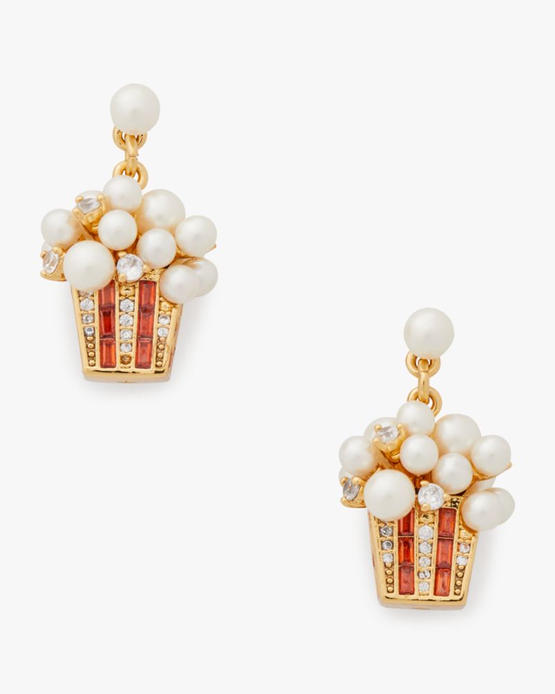 Kate Spade,Winter Carnival Popcorn Earrings,Clear/Red/Gold